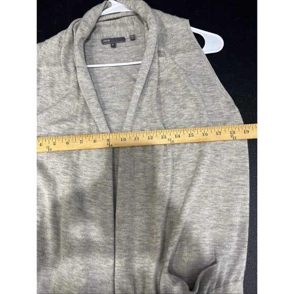 Vince Sweater Vest Womens S Oatmeal Cashmere Shrug Open Front Slinky Pockets Y2K - Picture 7 of 8